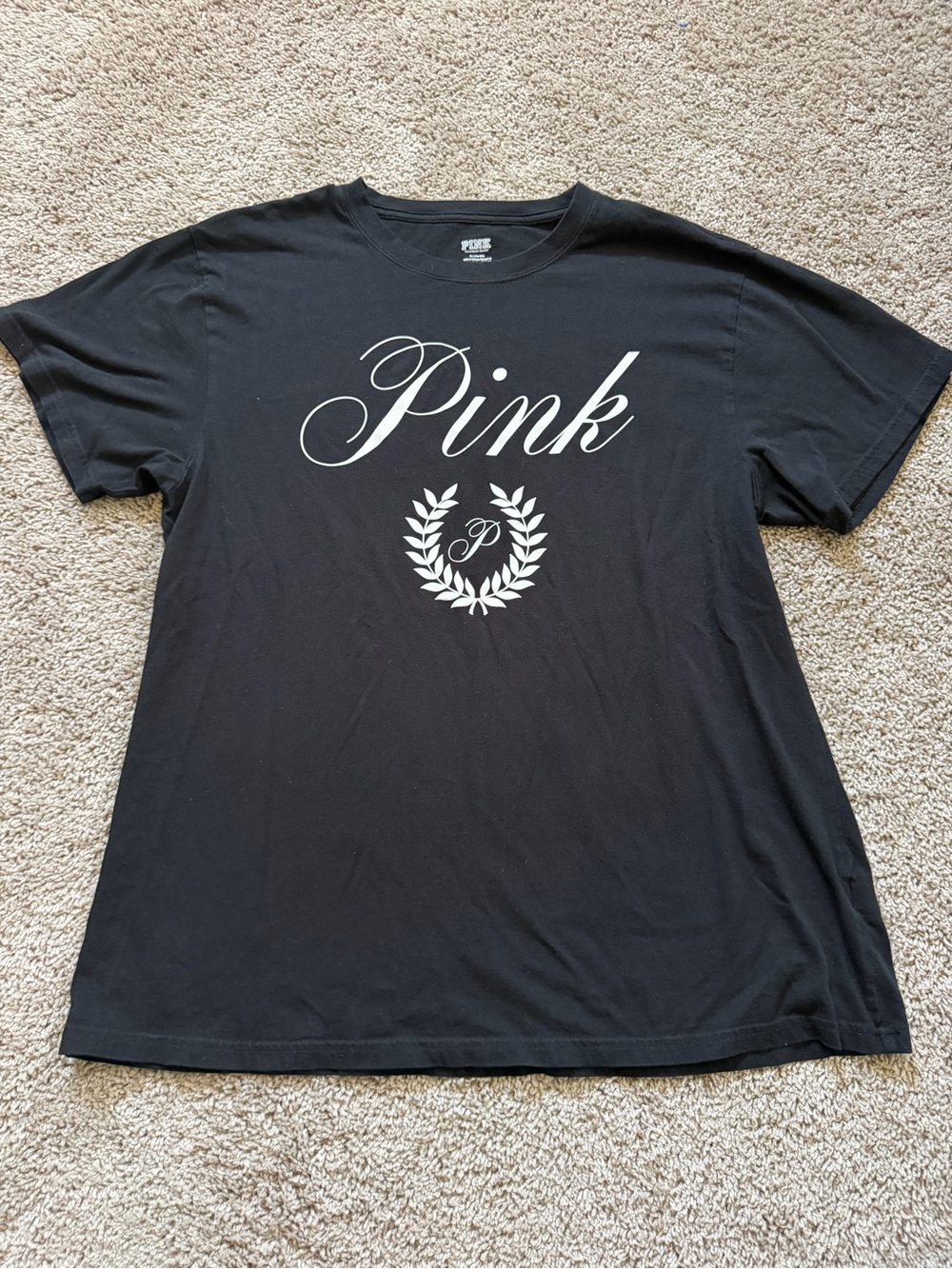 PINK Victoria's Secret Black Short Sleeve Logo Tee